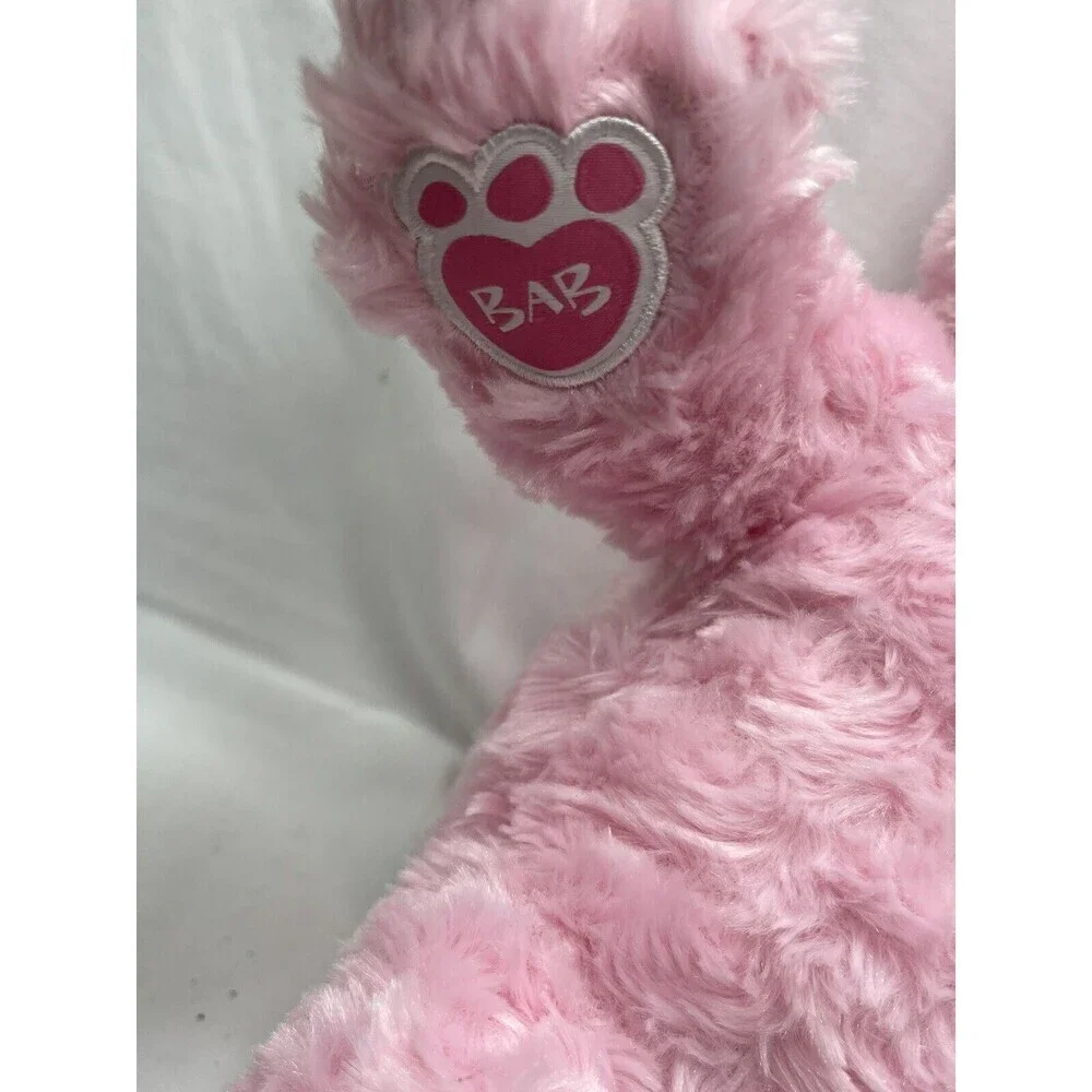 Build A Bear Pink Cuddles Teddy Heart Nose Swirly Fur Plush 16